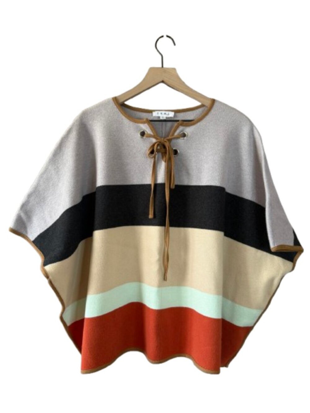 Women's M/L THML Multicolor Knit Boxy Oversized Poncho Sweater
